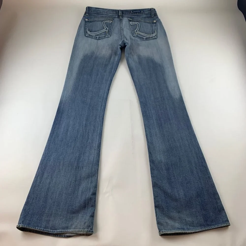 LONG Rock & Republic Jeans Rainbow Embroidered Pocket Roth Flare 29 - Picture 6 of 10